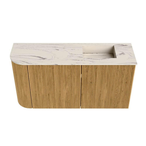 Mondiaz JOYA-DLUX 81.6cm toiletmeubel - ronding links kleur Oak - Wastafel FAYE positie Rechts 1 kraangat kleur Nata. SW1424033
