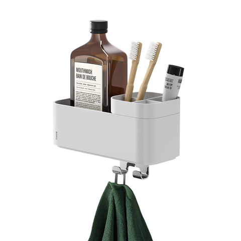 Tiger 2-Store Opbergbakje met handdoekhaak en tandenborstelhouder 25 cm Wit SW916676