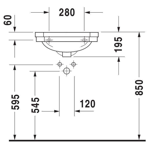 Duravit Serie 1930 Fontein - 500x195x365mm - 1 kraangat overloop - wit 0293288