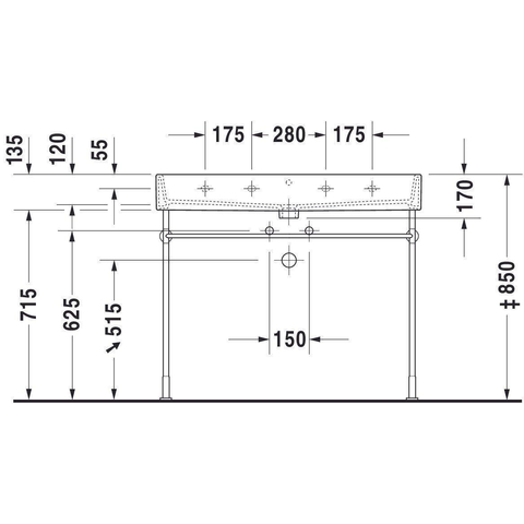 Duravit Vero air Wastafel - geslepen - met 2x1 kraangat - met overloop - 100x47cm - met wondergliss - inclusief bevestiging - wit SW156941