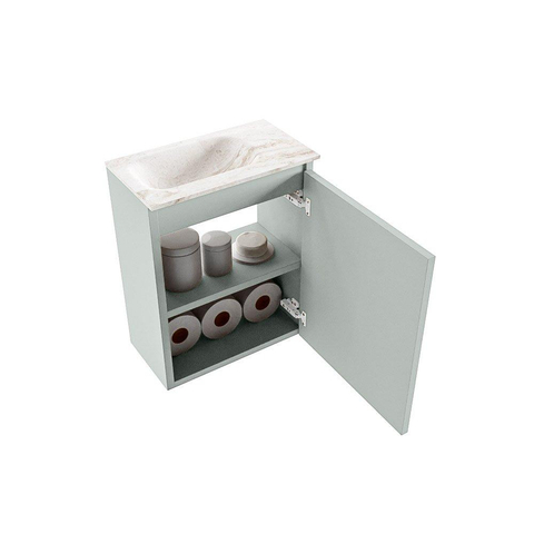 MONDIAZ TURE-DLUX Meuble de toilettes 40 cm Greey. Lavabo EDEN Frappe position à gauche. Avec 1 trou de robinet. SW1102764