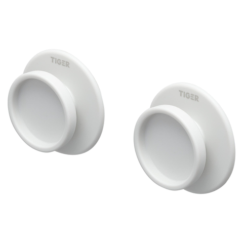 Tiger Tess Handdoekhaak - rond - 2 stuks - zelfklevend/boren - wit SW877645