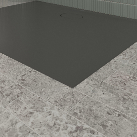 Villeroy & Boch Ecora douchebak - 120x90x3.5cm - afvoer lange zijde - anthracite (antraciet) SW1558991