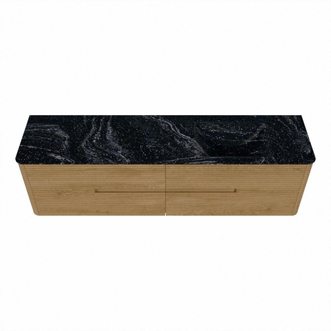Mondiaz CIRO-DLUX Badkamermeubelset - 180x45x50cm - Solid surface wastafel Lava - 1 wasbak Rechts - 1 kraangat - 4 lades - Oak SW1530977
