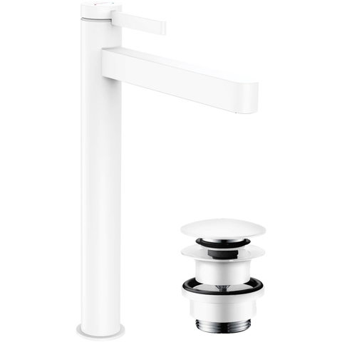 Hansgrohe Finoris 1 greeps wastafelkraan - 260 met afvoerplug - mat wit SW651060