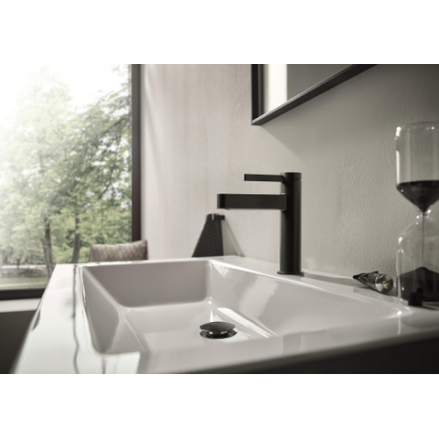 Hansgrohe Finoris Wastafelmengkraan - 11cm - eengreeps - coolstart - afvoerplug - zwart chroom SW1388362