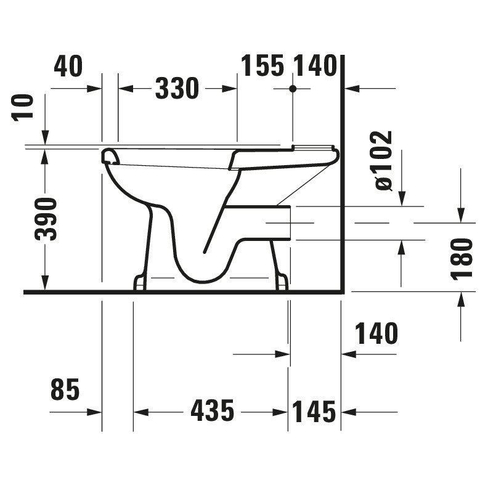 Duravit Serie 1930 toilette au sol 38x39x65cm réservoir apparent sans réservoir à chasse directe PK blanc 0293318