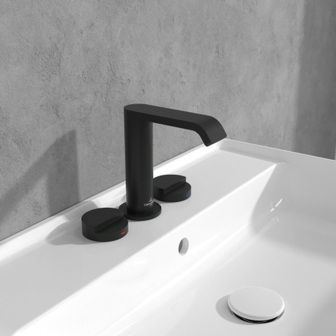 Villeroy & Boch Dawn wastafeluitloop set - zonder pop up afvoergarnituur - wandmontage afbouwdeel - mat zwart SW974309