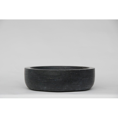 Forzalaqua Verona vasque à poser 40x40x12cm Ronde Pierre naturelle Pierre bleue adoucie FO100005