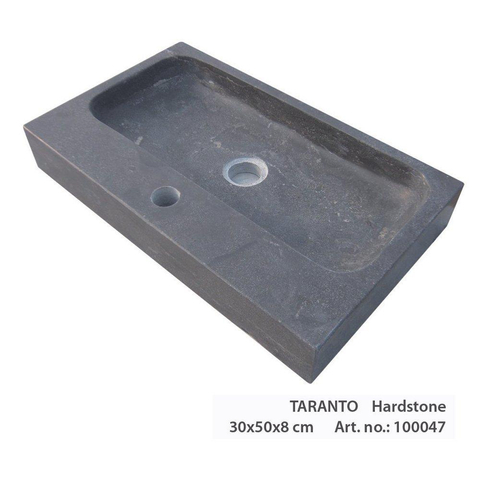 Forzalaqua Taranto lavabo - 50x30x8cm - 1 trou de robinet - pierre bleue adouci (noir) FO100047