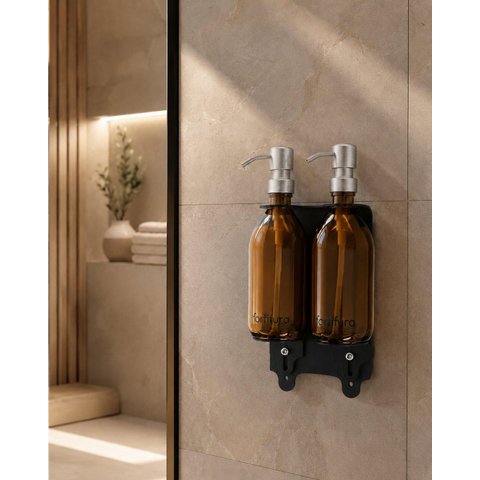 Fortifura Calvi Distributeur de savon - 500 ml - lot de 2 - support - inox brossé SW1590477