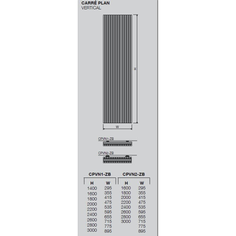 Vasco Carre Plan CPVN2 designradiator dubbel 2000x535mm 2301 watt antraciet 7240364