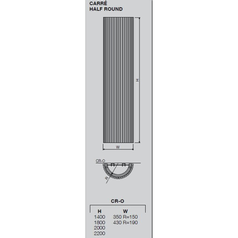 Vasco Carre Halfrond CR O designradiator halfrond verticaal 350x2000mm 1676W antraciet 7240524