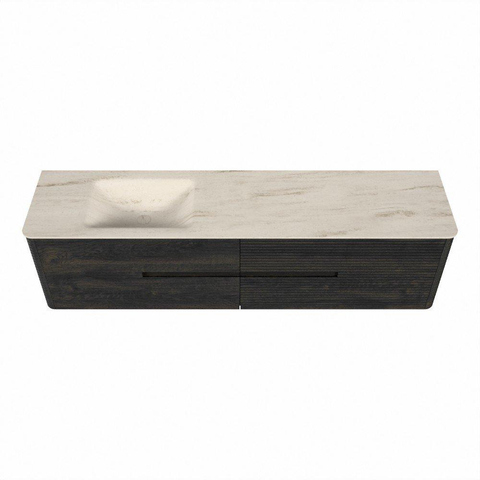 Mondiaz CIRO-DLUX Badkamermeubelset - 190x45x50cm - Solid surface wastafel Meli - 1 wasbak Links - zonder kraangaten - 4 lades - Shadow SW1532556