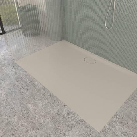 Villeroy & Boch Ecora douchebak - 150x100x3.5cm - afvoer lange zijde - almond (beige) SW1558910