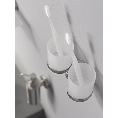 Haceka Kosmos Porte-gobelets double - verre - chrome mat HA402408