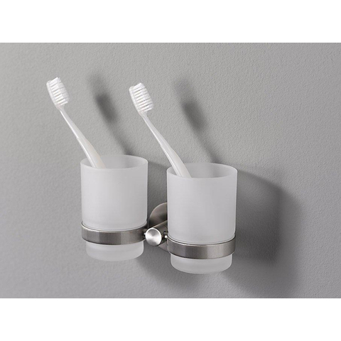 Haceka Kosmos Porte-gobelets double - verre - chrome mat HA402408