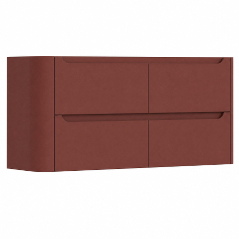 H&R Badmeubelen Juice Wastafelonderkast - 120x45x50cm - linkerhoek afgerond - 4 lades - geïntegreerde greep - terra mat SW1571936