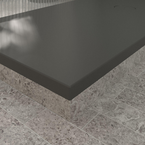 Villeroy & Boch Ecora douchebak - 160x90x4.5cm - afvoer korte zijde - anthracite (antraciet) SW1559008