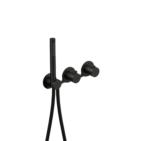 Hotbath Ace Partie visible - pour mitigeur thermostatique encastré - 2 voies - inverseur - douchette à main - flexible de douche - noir brossé PVD SW1117648