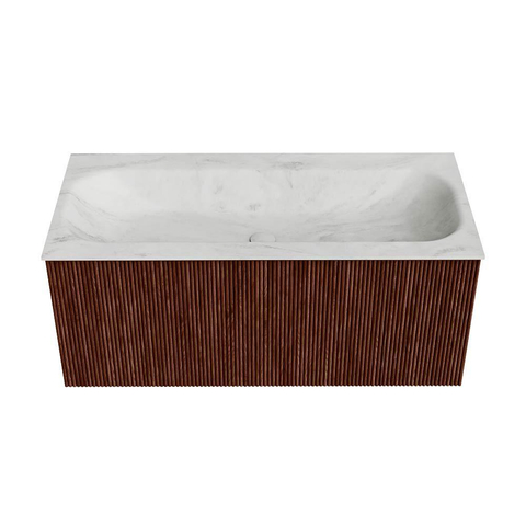 Mondiaz KURVE-DLUX Badkamermeubelset - 100x46x40cm - 1 lade - wastafel solid surface - midden - 1 kraangat - Ruby SW1415752