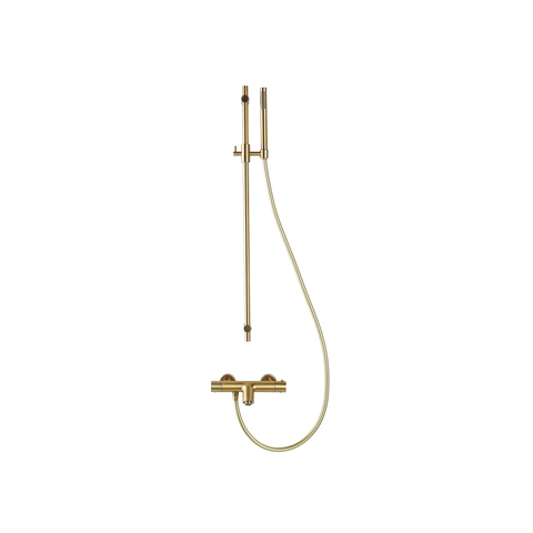 Fortifura Calvi Badkraan - met glijstangset - staafhanddouche - gladde doucheslang - PVD - geborsteld messing (goud) SW968347