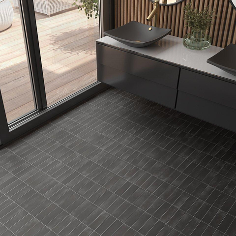 ÉCHANTILLON Terravito Ardeno Koko pour carrelage mural et de sol - 150x50cm - 8mm - Noir SW1221701