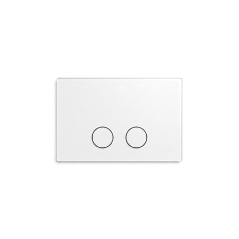 Fugaflow Eccelente Press Plaque de commande - 25x16cm - épaisseur de 2,0mm - fixation magnétique - pour réservoir encastré Geberit UP320 - acier inoxydable - double chasse - boutons ronds - mat blanc SW1590605