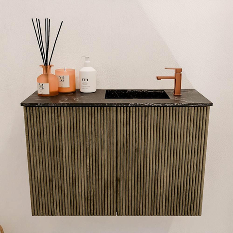 Mondiaz JOYA-DLUX 60cm toiletmeubel - kleur Dusk - Wastafel FAYE positie Rechts 1 kraangat kleur Lava. SW1423252