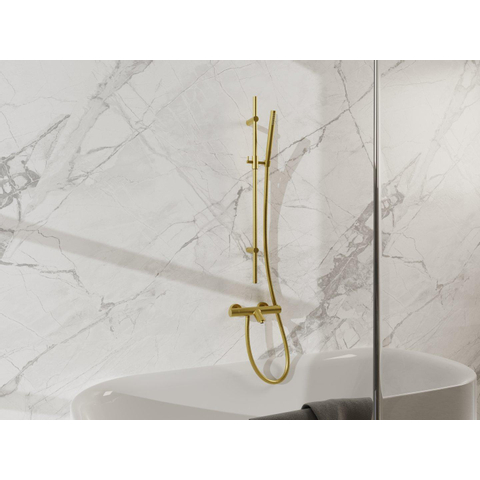 Fortifura Calvi Badkraan - met glijstangset - staafhanddouche - gladde doucheslang - PVD - geborsteld messing (goud) SW968347