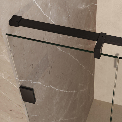 BRAUER Void Carving Porte de niche - 2 pièces - 100x200cm - porte battante de 60cm sur mur - revêtement verre - réversible - verre clair - noir mat SW1418178