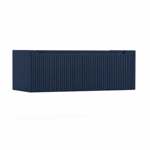 H&R Badmeubelen Juice Wastafelonderkast - 120x45x40cm - rechterhoek afgerond - 3D-front - 2 lades - geïntegreerde greep - blue oak SW1259984