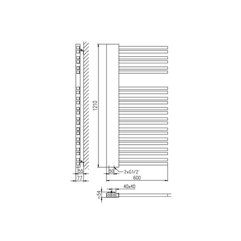 Plieger Frente Destra designradiator met horizontale buis rechts 1210x600mm 690W zandsteen 7252914