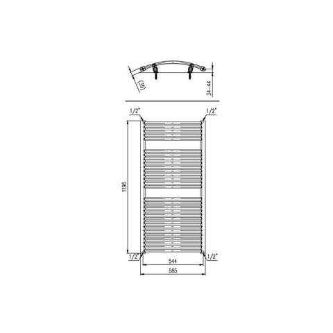 Plieger Onda designradiator horizontaal gebogen 1196x585mm 804W pergamon 7251090