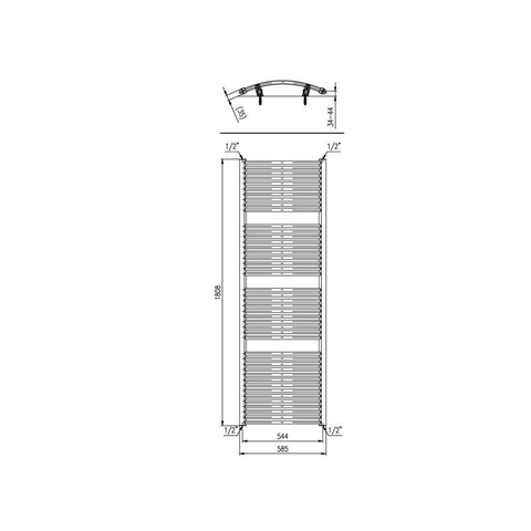 Plieger Onda designradiator horizontaal gebogen 1808x585mm 1112W pergamon 7251095