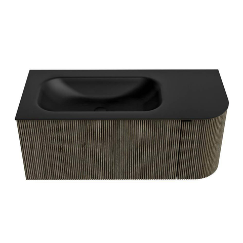 Mondiaz KURVE Badkamermeubelset - 105x46x40cm - 1 lade - 1 deur - wastafel solid surface - links - 1 kraangat - Shadow SW1414188