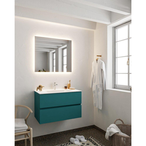 MONDIAZ VICA Ensemble de meuble salle de bain - 80cm - 2 tiroirs - lavabo Cloud central - 1 trou de robinet - solid surface smag SW411218