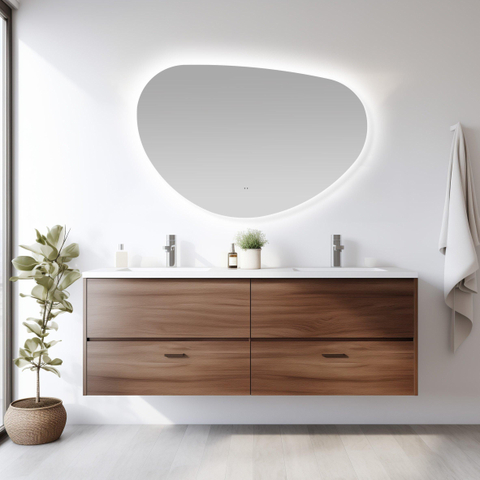 Saniclass Organic Miroir Sim - 100x66.6cm - éclairage - chauffe-miroir - horizontal/vertical - organique SW1407162