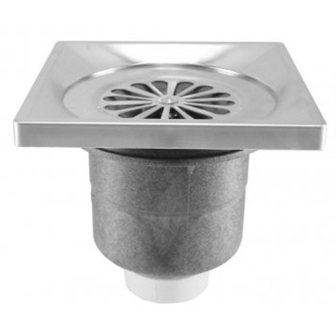 Riko Luxe doucheput met onderuitlaat 14 x 14 cm RVS OUTLETSTORE STORE41964