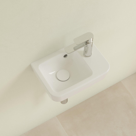 Villeroy & Boch O.novo fontein - 1 kraangat rechts - met overloop - 36x25cm - White Alpine (glans wit) SW445846
