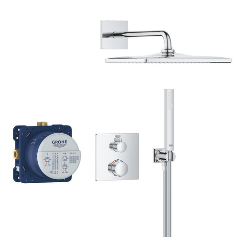 Grohe QuickFix Precision Thermostat Perfect Inbouw Douchesysteem - Vitalio Rain Mono 310 Cube hoofddouche - chroom SW1120181
