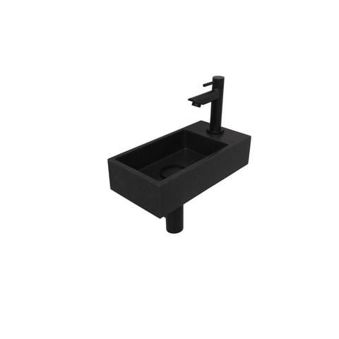 Ink Versus fonteinset – 36x18x9 cm – quartz zwart – kraangat rechts – mat zwarte kraan SW352398