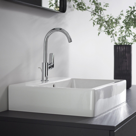 Hansgrohe Logis Eengreeps wastafelmengkraan - 210 draaibare uitloop - met PopUp - trekwaste - hoogglans chroom 0605655