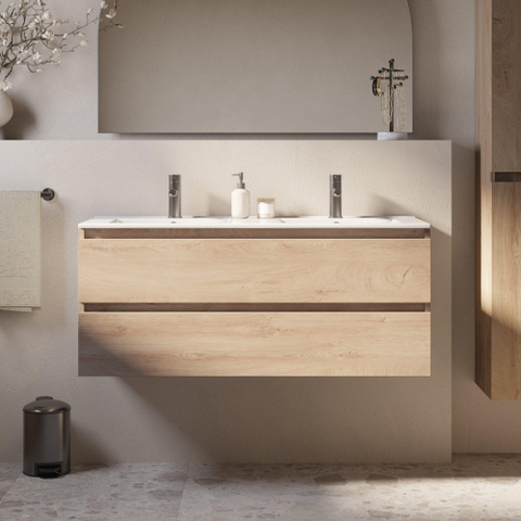 Brauer Core Series badkamermeubelset - 120x45x52cm - wastafel Starfall - forest wheat SW1601145