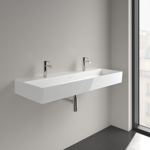 Villeroy & Boch memento 2.0 wastafel onderzijde - geslepen - 120x47cm - zonder overloop - 2 kraangaten CeramicPlus - White Alpine (glans wit) SW358465
