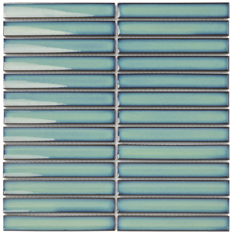 La mosaïque Mosaic Factory Sevilla - carreau mosaïque - 29,6x29,9cm - carrelage mural - Rectangulaire - Porcelaine Vert Océan Brillant SW397948