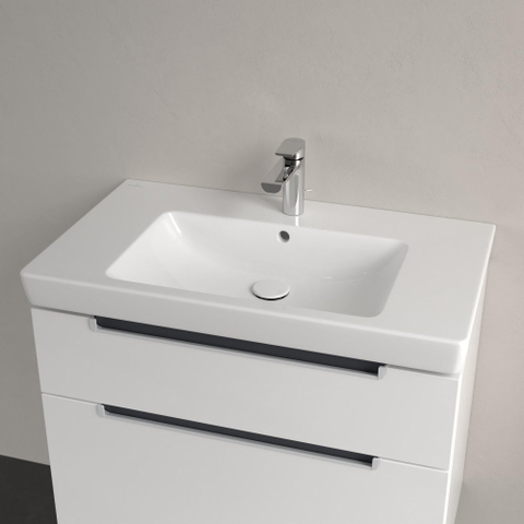 Villeroy & Boch Subway 2.0 meubelwastafel - 80x47cm - 1 kraangat - met overloop CeramicPlus - White Alpine (glans wit) 1024065