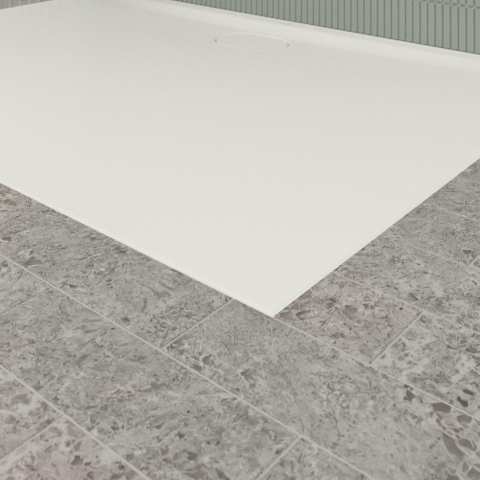 Villeroy & Boch Ecora douchebak - 140x100x3.5cm - afvoer lange zijde - stone white (wit) SW1558964