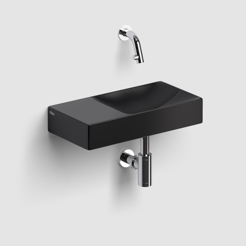 Clou Vale lave-mains céramique lave-mains 38x19x7cm sans trou de robinet à gauche Noir mat SW451470