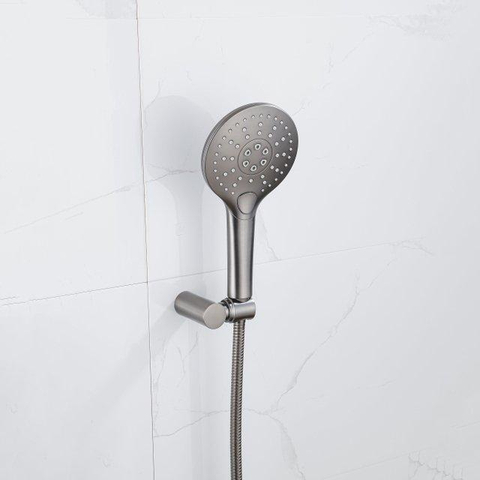 Fortifura Calvi Ensemble de douche avec douchette ronde, flexible en métal et robinet de douche Gunmetal PVD SW811954